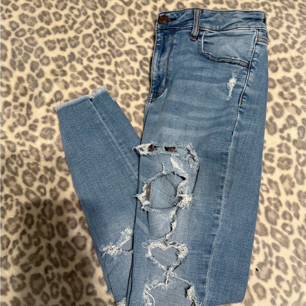American Eagle Outfitters Light Blue Distressed Skinny Jeans